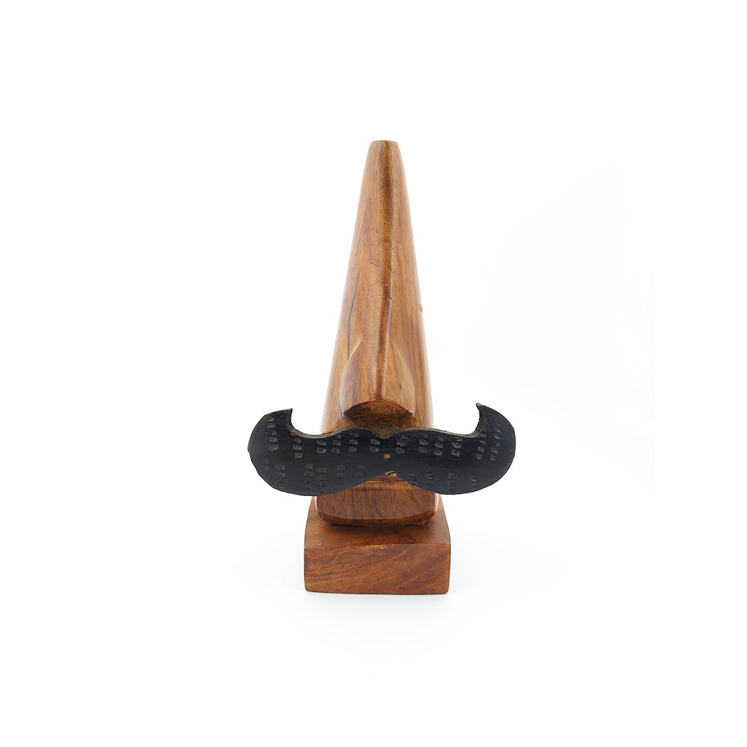 Shri Adishakti Wooden Nose Shaped Eyeglass Holder Stand with Moustache Design, Display Stand for Spectacles and Sunglasses, Set of 2 4