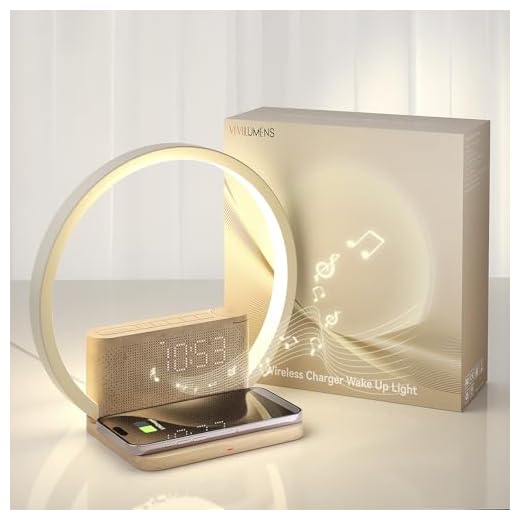 Vivilumens Sunrise Alarm Clock Wireless Charger, 10 White Noise Sound Machine Alarm Clock with 30 /