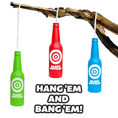 GoSports Outdoors Blast Bottles – 6 Pack Shatterproof Bottle Shooting Targets with Rope for Firearm Target Practice, Great for Indoor & Outdoor Gun Ranges, neon