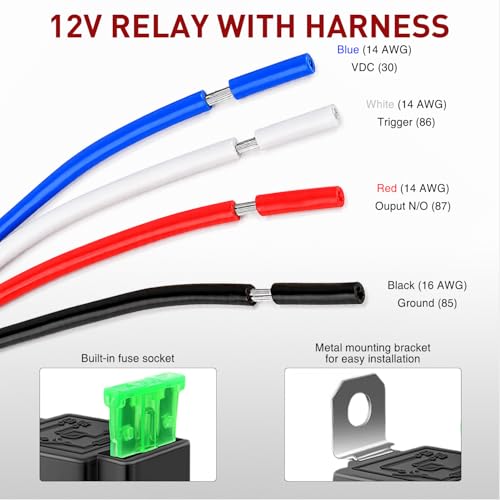 Image of Nilight 5PCS 30A Fused Relay Socket Harness Holder Kit | 12V 4 Pin SPST Interlocking 30 Amp Automotive Replacement Relays with Fuse for Auto Cars RV Truck SUV Automotive