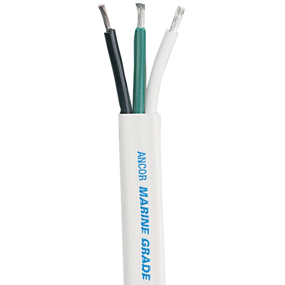 Ancor 131710 Marine Grade Electrical Duplex Tinned Boat Cable - 16 AWG, Triplex, Flat Cable, Black/Green/White, 100 Feet