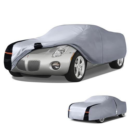 Image of Multi-Layer Car Cover Custom Fit for Pontiac Solstice(2005-2009), 100% Waterproof All Weather for Automobiles, Gift with Towel, Heavy Duty Car Covers for Rain Sun UV Protection with Door Zipper