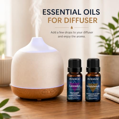 Image of BURIBURI Sandalwood Lavender Essential Oil Set, Floral Woody, 2x10ML