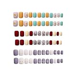 72 Stück 3er-Set tragbare Nagelaufkleber, abnehmbare künstliche Nägel...