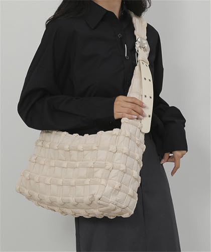 Puffer Tote Bag for Women Lightweight Nylon Crossbody Bags for Women Waffle Sling Hobo Handbag Slouchy Bag Satchel Everyday4