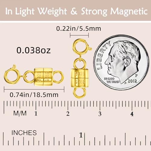 Ohinglt 01 14K Gold Plated 925 Sterling Silver Magnetic Necklace Clasps And Closures,Gold And Silver Bracelet Clasp Converter thumb #2
