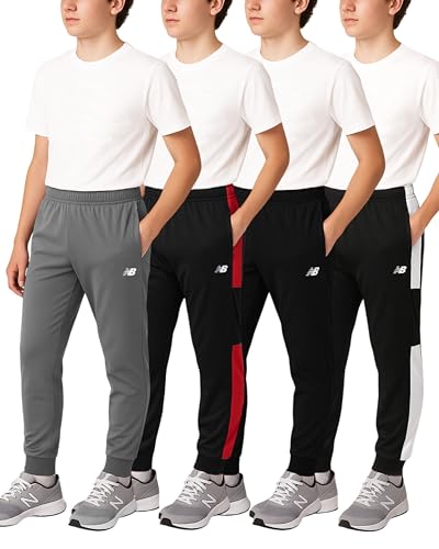 New Balance Boys Sweatpants - 4 Pack Active Tricot Boys Joggers Athletic Pants Kids Activewear Pants with Pockets (4-20)2