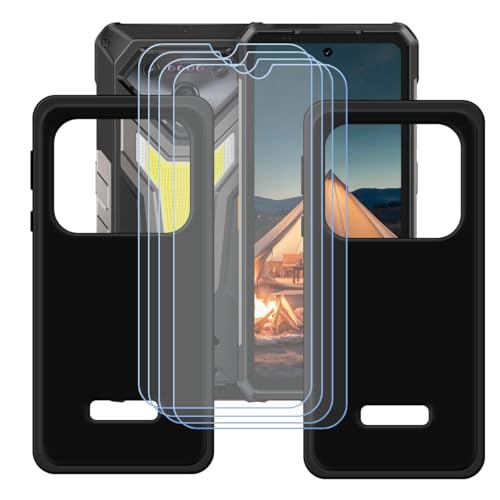 BMPNLSZ �K�pUlefone Armor 34+�p�̔ėp[2�p�b�N]�u���b�N�V�F��+[4�p�b�N]HD�����K���X�A�V���J�Q���V�F��TPU�ɂ��o�b�N�V�F��-�K�pUlefone Armor 34+�p��ی삷��X�N���C�u�h�~�ی��(6,95")