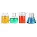 Lily's Home Mini Science Beaker and Flask Shot Glasses, Great Gift for Chemistry and Bio Grads, Nurses and Doctors, Clear (2 to 2 1/8" Tall, Set of 4 Assorted)