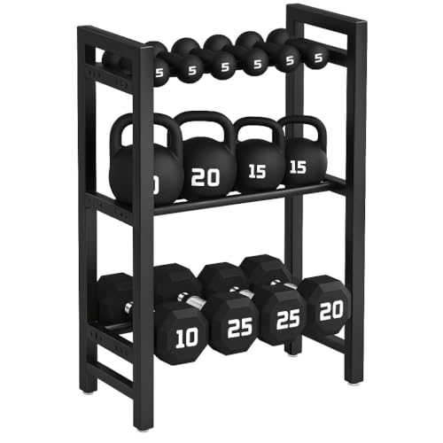 Dumbbell Rack 3-Tier 20 IN Length Adjustable Weight Rack For Home Gym Dumbbells Kettlebell (Rack Only)
