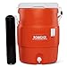 Igloo 10 Gallon Portable Sports Cooler Water Beverage Dispenser with Flat Seat Lid, Insulated Beverage Dispenser, Orange/White
