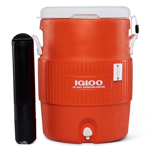 Igloo 10 Gallon Portable Sports Cooler Water Beverage Dispenser with Flat Seat Lid, Insulated Beverage Dispenser, Orange/White - image 8