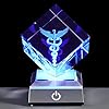 YWHL Crystal Doctor Gifts for Women Men, Doctors‘ Day Gifts for Doctors, White Coat Ceremony Gifts, 3D Caduceus Figure with Colorful Light Base for Medical Students Medical Professionals