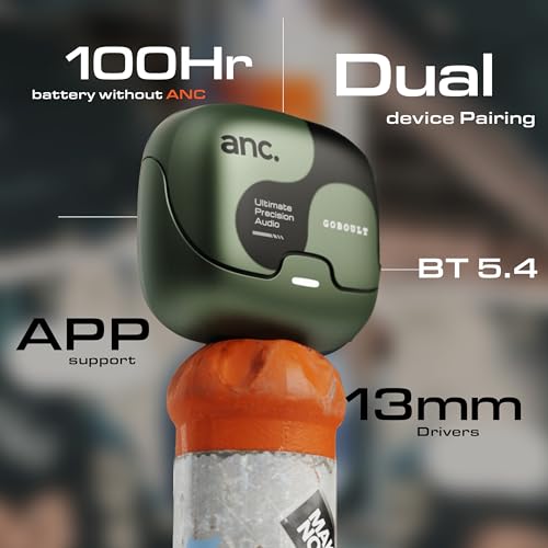 Image of GOBOULT Z40 Pro v2.0 in Ear Earbuds with ANC, 100H Playtime, Amp App Support, Active Noise Cancellation, Quad Mic ENC, Dual Device Pairing, 13mm Driver, Bluetooth 5.4 Wireless (Jungle Green)