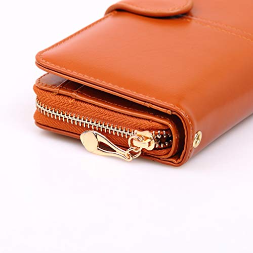 Carteira KesYOO de couro PU com zíper e fivela para cartão de crédito, porta-moedas, bolsa de mão pa