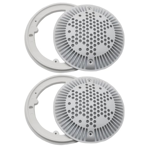yeeluzan 2 Pack WG1030AVPAK2 Concrete Pool Drain Cover & Frame Kit - Direct Fit Round Main Drain Cover for Suction/Dual Suction Outlet Systems (Ground Pool Drain Replacement Assembly)
