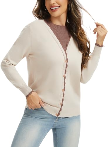 Womens Long Sleeve Sweaters Trendy Fall Outfits 2025 Fashion Clothing Crewneck Pullover Casual Cute Tops with Buttons