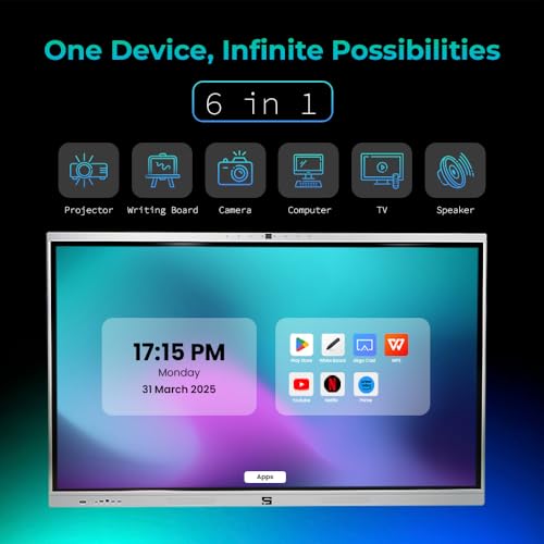 Smart Pixel 65 Inch All in One Interactive Smart Board 3840X2160 Pixel 48 MP Inbuilt HD Cam 8Array Mic 4K Display and Dual Operating System Latest Android and Windows Version for Office, School Smart Pixel 65 Inch All in One Interactive Smart Board 3840X2160 Pixel 48 MP Inbuilt HD Cam 8Array Mic 4K Display and Dual Operating System Latest Android and Windows Version for Office, School