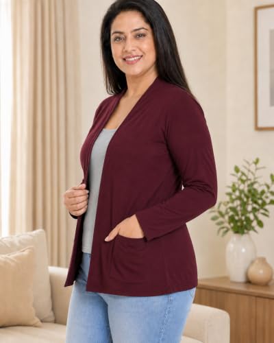 Image of In Love Women's Solid Open Front Shrug with Pockets