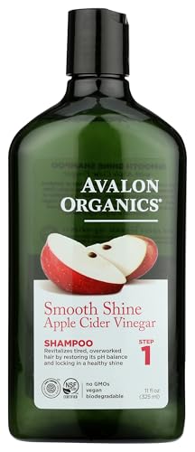Avalon Organics Shampoo, Smooth Shine, Apple Cider Vinegar, 11 Fl Oz
