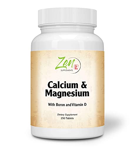 Zen Supplements - Hi Potency Calcium & Magnesium With D3 & Boron For Enhanced Absorption, Supports Bone Health & Bone Density 250-Tabs #TOP2