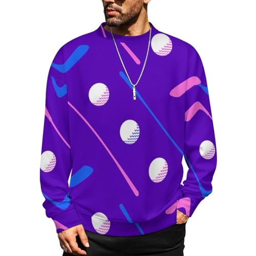 MoBlinko Sweaters for Men Golf Stick Ball Mens Crewneck Sweater Long Sleeve Lightweight Pullover