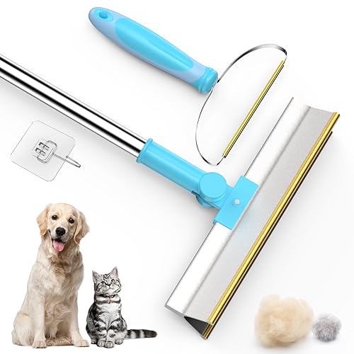 Kreety Carpet Rake for Pet Hair Removal Set, Cat and Dog Hair Remover, 56’’ Long Handle Pet Hair Removal Tool, 180°Rotating Carpet Rake Scraper, Pet Hair Removal Broom and Small Pet Hair Remover