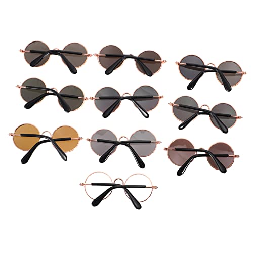 HOUDERCO Cat Dog Sunglasses 10pcs Pet Dog Puppy Glasses Comfortable Round Metal Frame for Photo Props