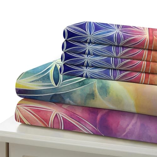 Housse de couette Fleur de Vie 3D parure lit simple microfibre géométrie - 7