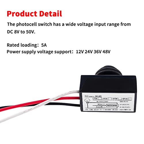 2 Pack Dc 8-50V Photoelectric Switch,12V/24V/36V/48V Direct Current Photocell Switch,Dusk To Dawn Photocell Light Switch,Auto On Off Light Sensor Control Switch,Perfect For Lighting System #TOP1