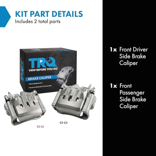 Image of TRQ Front Brake Caliper Set Zinc Coated Brackets Hardware Compatible with 1993-2005 Lexus GS300 1998-2000 GS400 2001-2005 GS430 2002-2010 SC430
