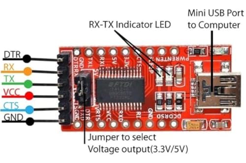 Image of Robocraze FT232RL FTDI USB to TTL Serial Converter Adapter Module for Boards Compatible with Arduino | USB to UART