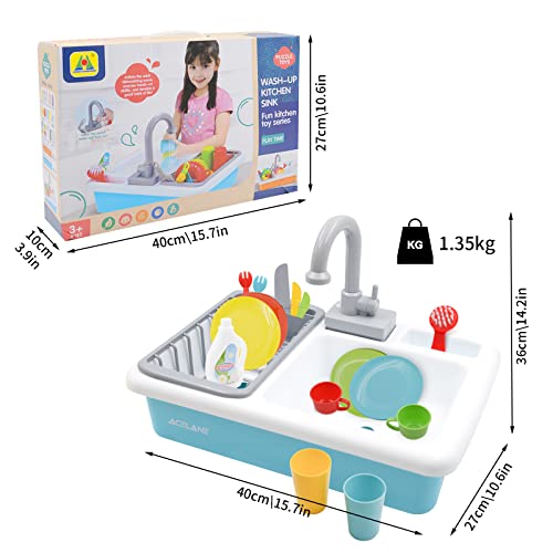 Acelane Spülbecken Spielzeug Set mit fließendem Wasser Rollenspiel-Küchen-Spielzeug-Set, ideales Weihnachts-Geburtstags-Geschenk für Kinder, Mädchen, Jungen