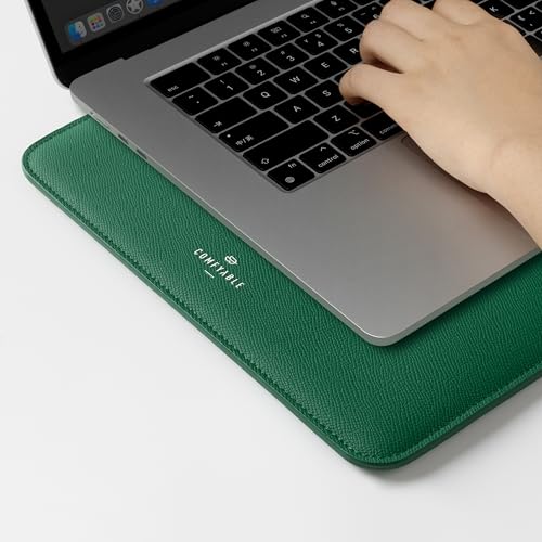 Image of Comfyable Laptop Sleeve 14 Inch Precisely Compatible with MacBook Pro M4 M3 M2 M1 Pro /Max 2024, Genuine Leather Cover Case, Leafy Green