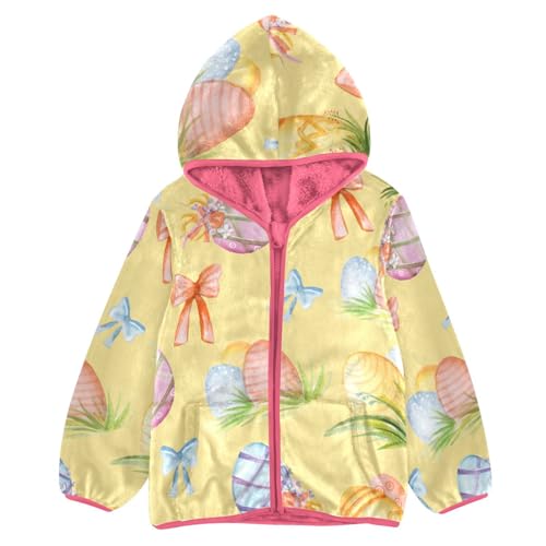 OTVEE Colorful Easter Eggs Kids Hoodie Jacket Fall Spring Full Zip Warm Outwear Coats