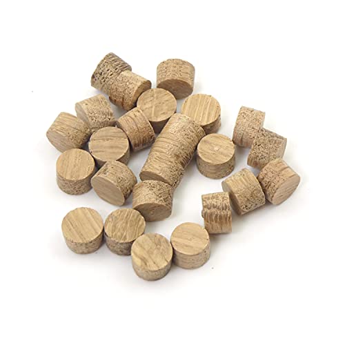 Oakcrafts - Pack of 50 Premium Quality Oak Flat Head Cross Grain Plugs (10mm), Reddish-brown