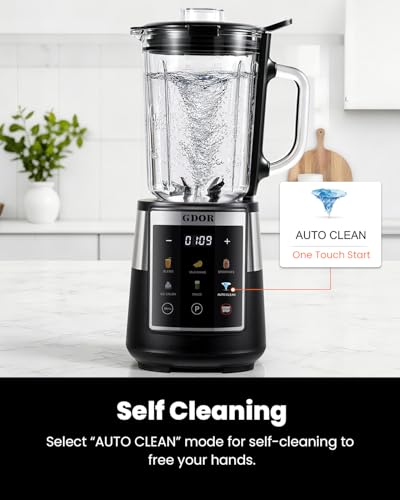 Image of GDOR Professional Blender with 6 Preset Programs, 1300W Smoothie Blender for Ice Crushing & Frozen Fruit, 67 Oz Glass Pitcher & 22 Oz To-Go Cup Combo, Smart Smoothie Maker, Self-Cleaning