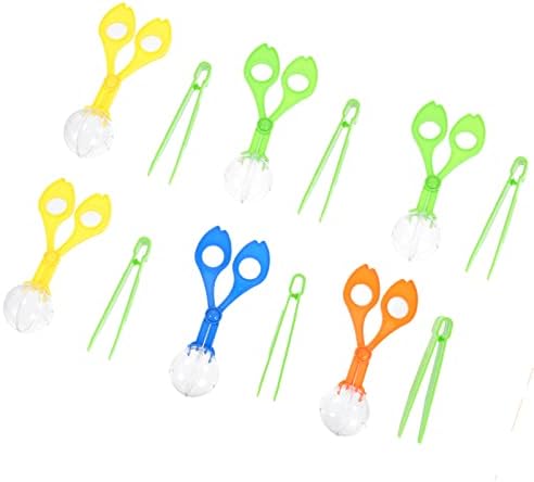 ULTECHNOVO Scissor Skill Kids Cars Toy Kids Tweezers 6 Sets Kid Outdoor Scissor Clips Kid Catching Tools with Tweezers Kids Outdoor Playset Plastic Scoop Tong Nature Exploration Toy
