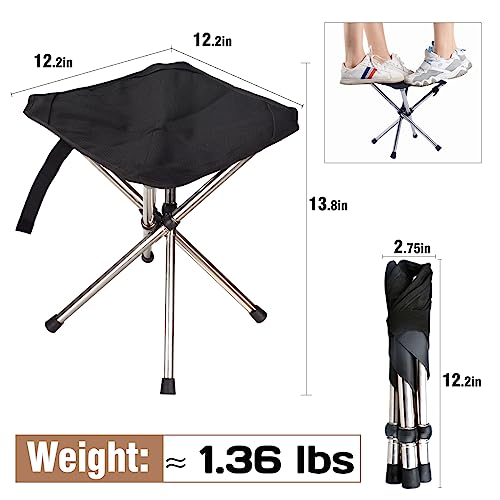 Folding Camping Stool - 13.8" BBQ Small Foldable Stool for Adults - Ideal for Outdoor Activities, Hiking, Barbecue, Bonfire, Travel- 275 lb Weight Capacity with Carry Bag (1) - Image 3
