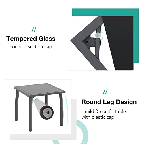 Patiorama Outdoor Patio Chaise Lounge Chair Set Of 3, Dark Grey Aluminum Textilene Padded Adjustable Recliner W/Wheels, Side Table, Pool Lounger All Weather For Beach, Yard, Balcony (Turquoise Blue) #TOP6