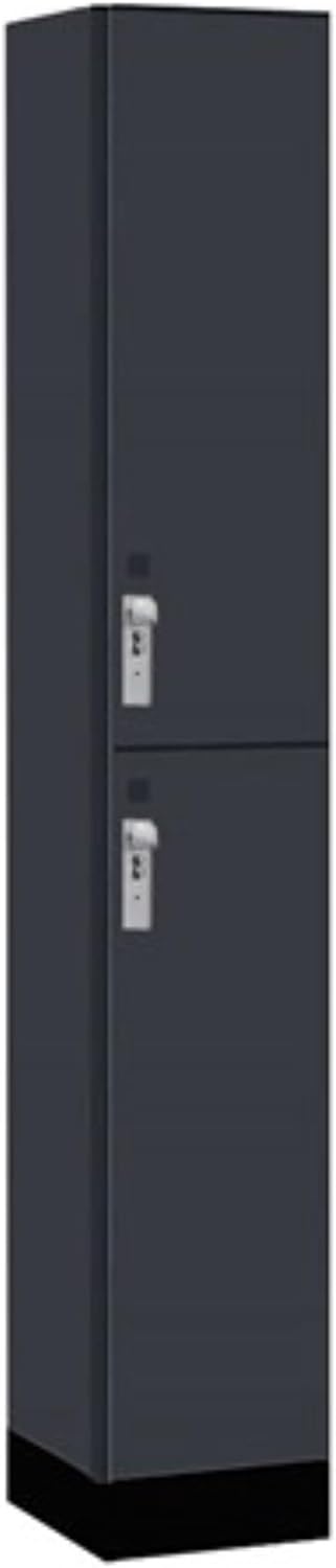 Salsbury 12" Wide Premier Wood Locker-Double Tier-1 Wide-6 Feet High-15 Deep-Carbon Mesh-Silver Hasps
