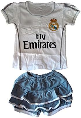 DIY Designs Baby Soccer Adorable tee and hotpant For baby girl 12-18 months (Real Madrid white grey)