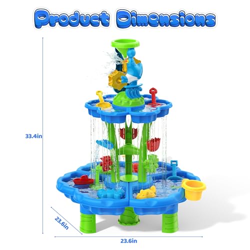 image for Eterfun Kids Flower Water Sand Table for Toddlers - 2-Tier Outdoor Wat