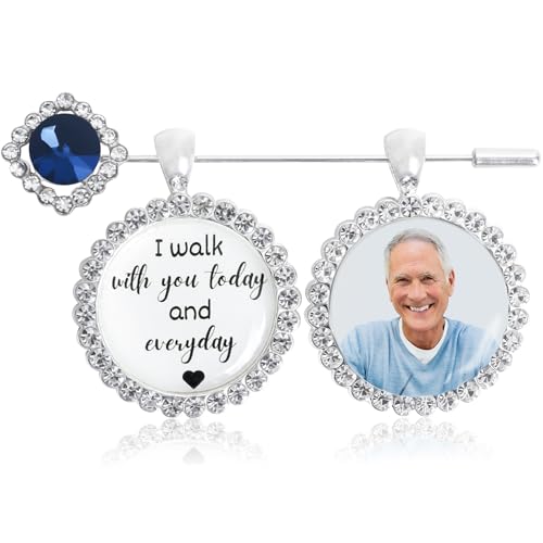 Bouquet Charms for Wedding Memory - Something Blue Gift For Bride Wedding Bouquet Photo Charms Silver Something Blue Before I Do Bridal Gift DIY Photo Pin Making Kit Bride Daughter Flowers (One photo)