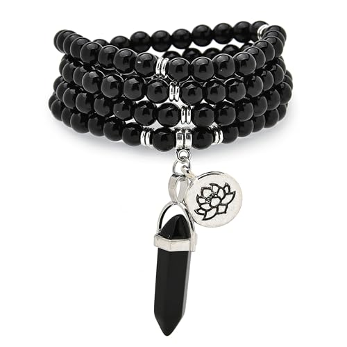 Collier mala 108 perles de prière en quartz pour équilibrer le reiki