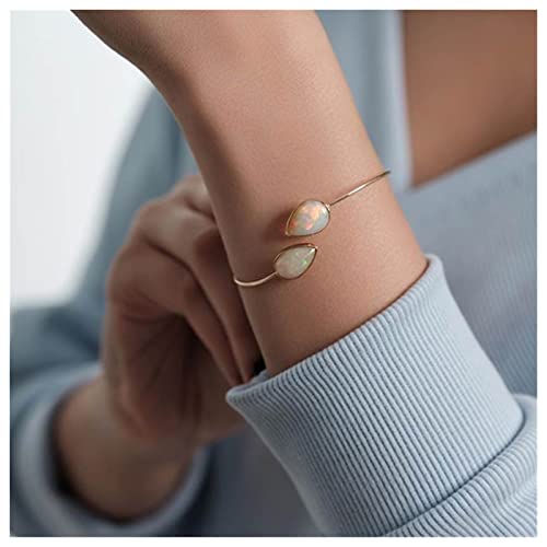 Iaceble Boho Opal Thin Bangle Bracelet Teardrop Opal Cuff Bangle Vintage Gemstone Cuff Bracelets Adjustable Open Bangle Bracelet Jewelry For Women And Girls #TOP7
