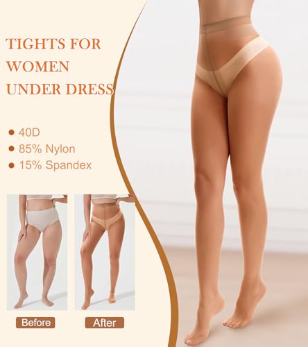 Image of 40D Ultra-Thin Women Sheer Tights Transparent Stockings for Women Control Top Pantyhose