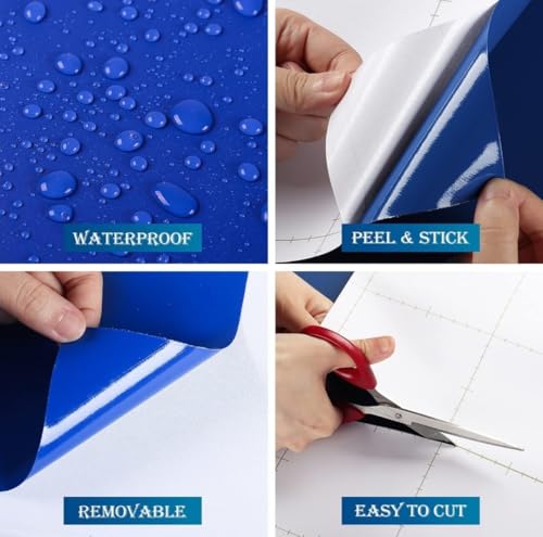 Image of DEEMUS Blue Matte Peel & Stick Self Adhesive Waterproof Sticker for Living Room, Bedroom Office,Almirah, Floor, Tabletop, Wall, Fridge,& Renovation Projects (2 x 10 Feet)
