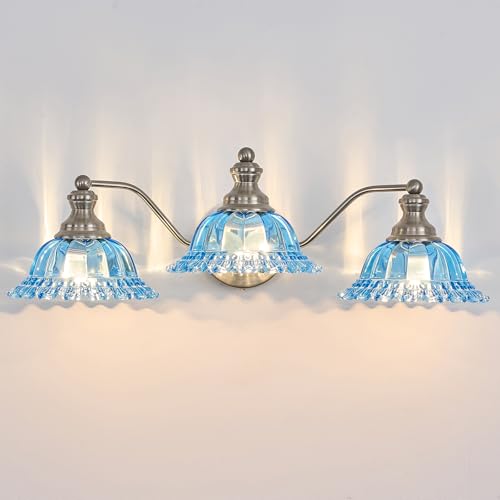 Image of XIEDUN Brushed Nickel 3 Light Vanity Light Vintage Bathroom Vanity Light Fixture