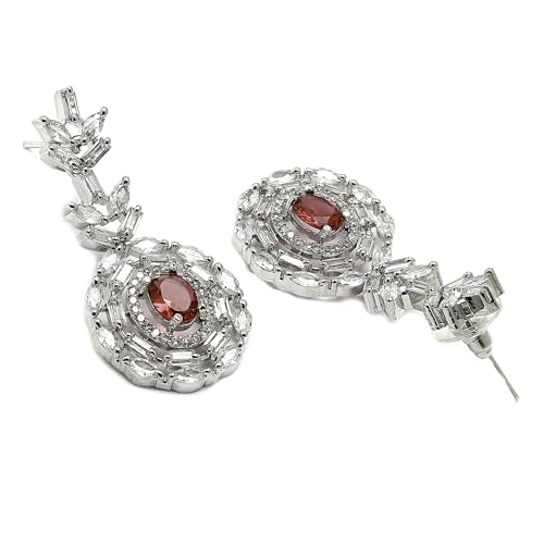 Rhodium-Plated American Diamond Necklace & Earring Set